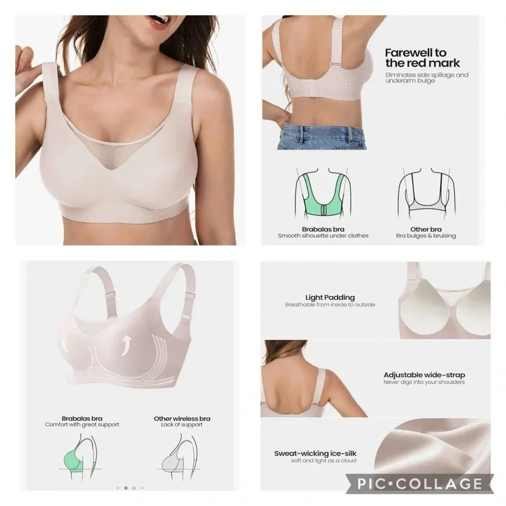Brabalas Comfortable Wireless Seamless Stretch Minimizing Push Up Bra size 34 - Picture 1 of 13